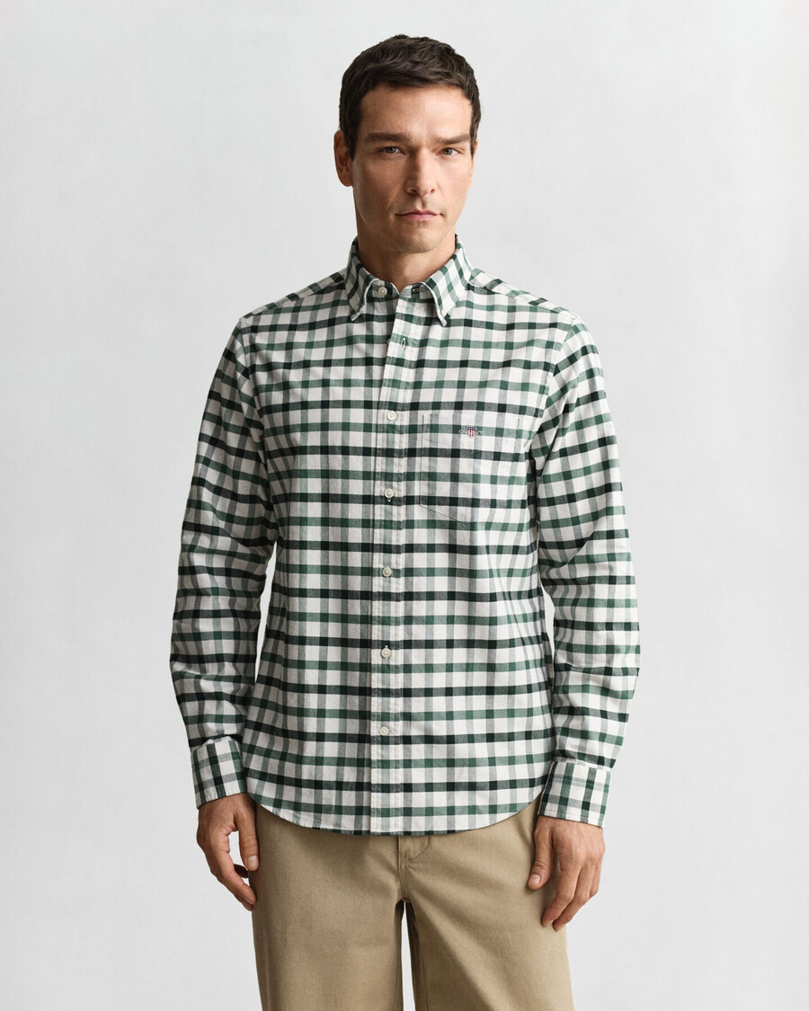 camisa oxford xadrez de corte regular - verde woody