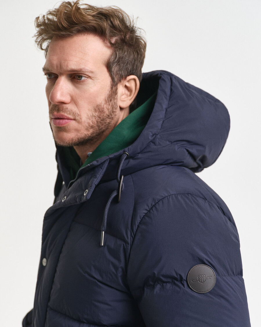 jaqueta puffer de plumas - azul noite