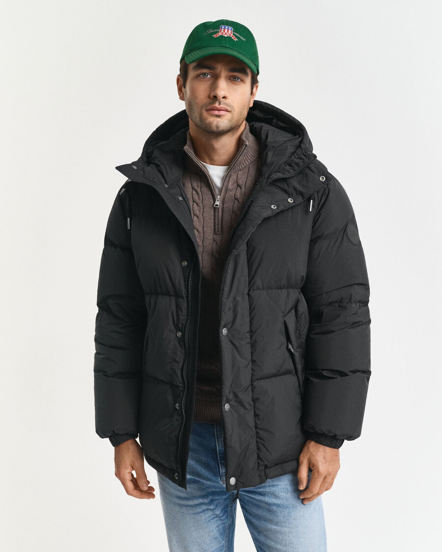 jaqueta puffer de plumas - preta