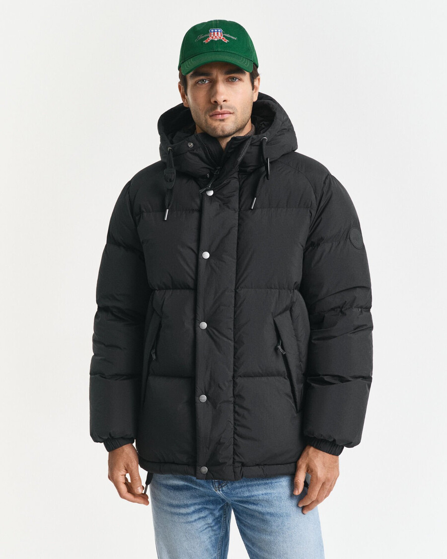 jaqueta puffer de plumas - preta