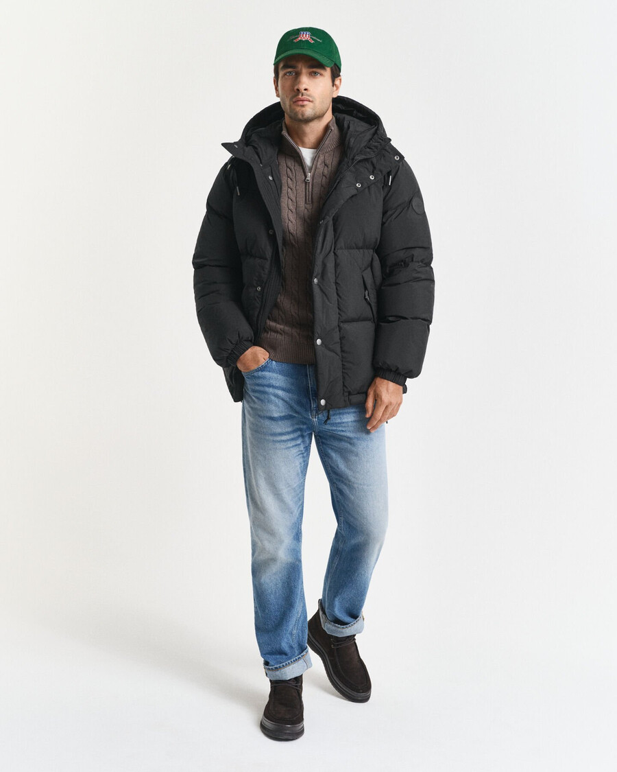 jaqueta puffer de plumas - preta