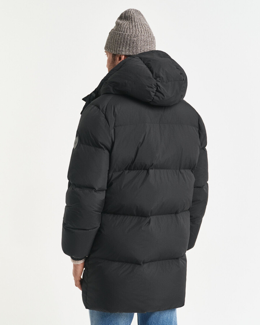 casaco parka acolchoado de penas - preto