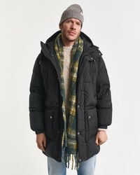 casaco parka acolchoado de penas - preto