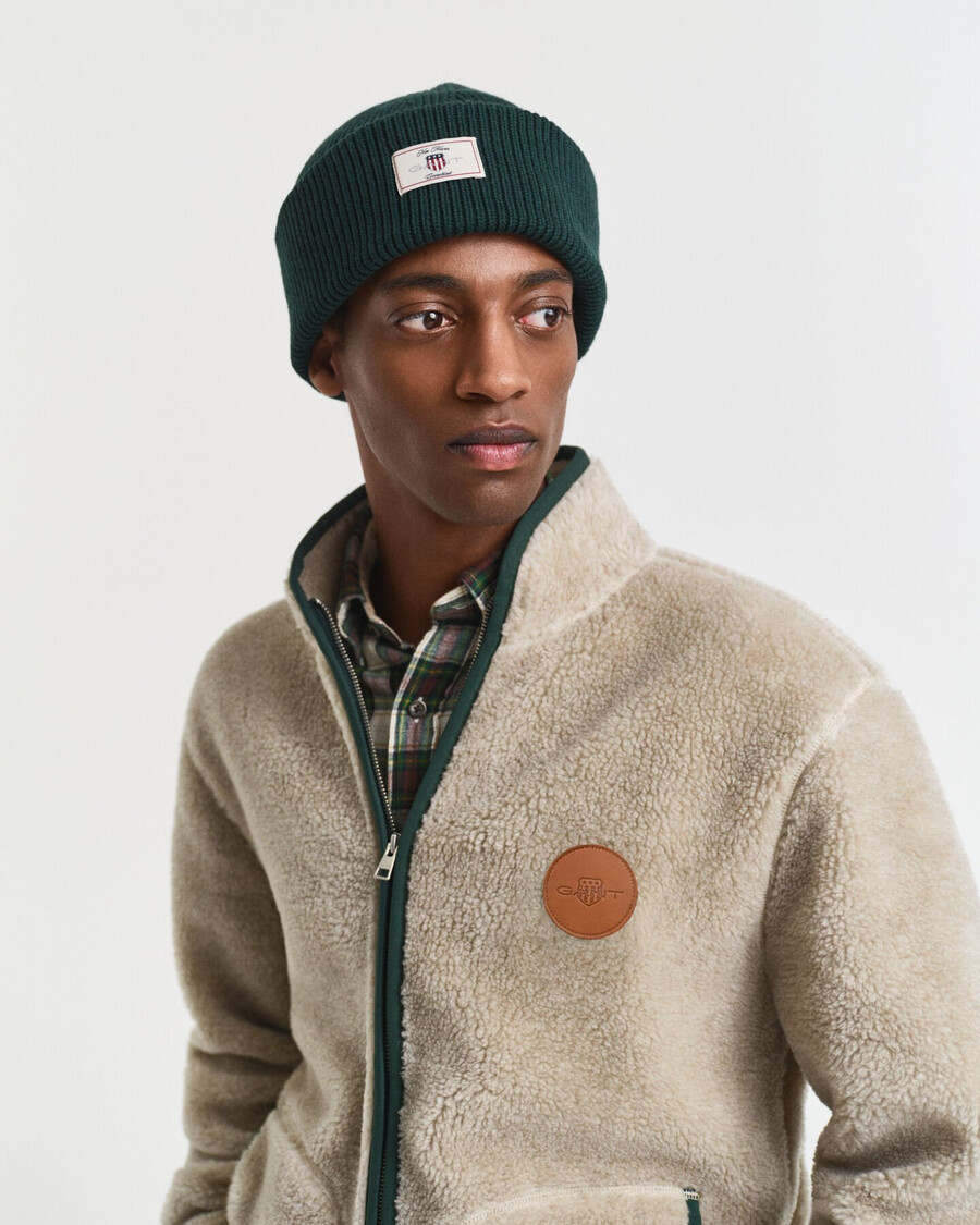 gorro canelado em mistura de algodão - verde xadrez