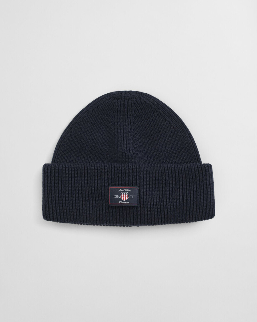 gorro de algodão canelado misto - azul noite