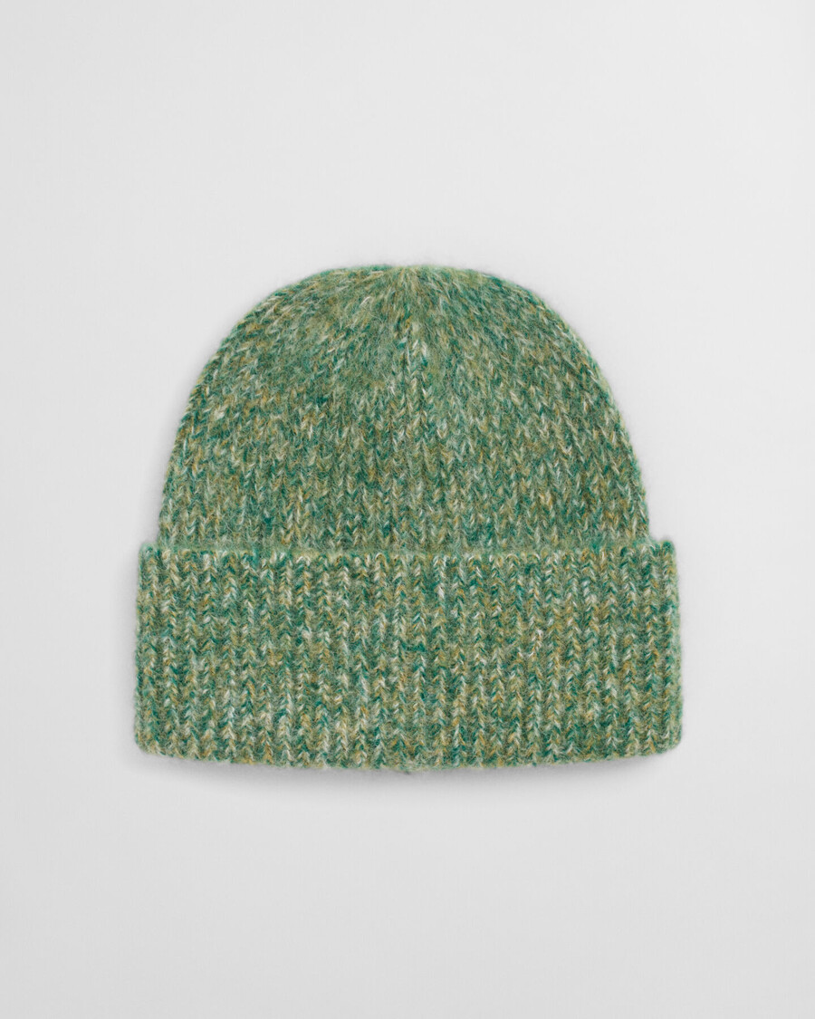 gorro canelado em mistura de lã de alpaca - verde floresta