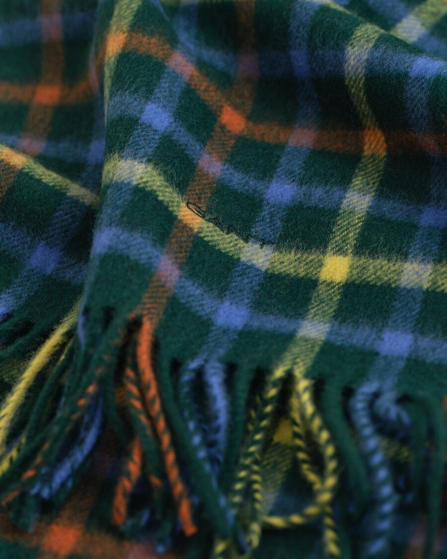 cachecol xadrez de lã - verde tartan