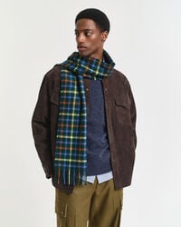 cachecol xadrez de lã - verde tartan