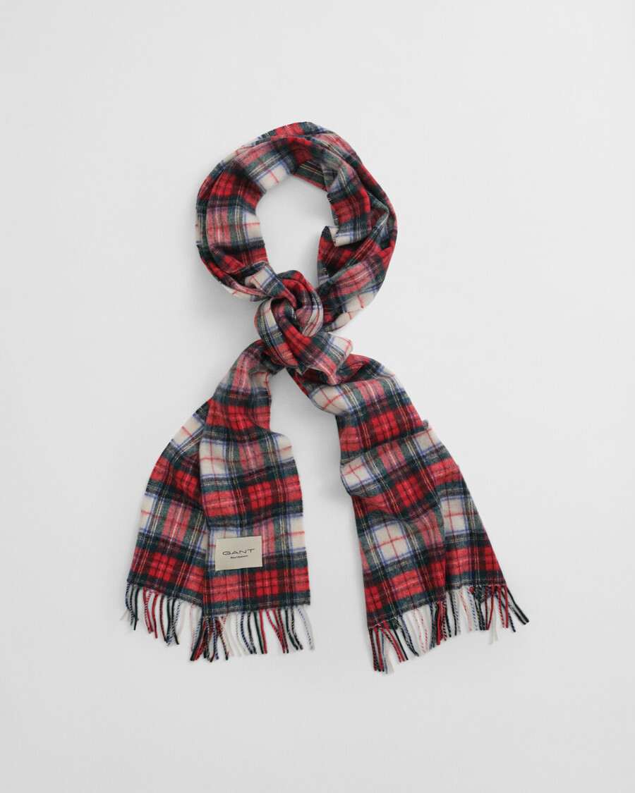 cachecol xadrez em cashmere - vermelho rubi