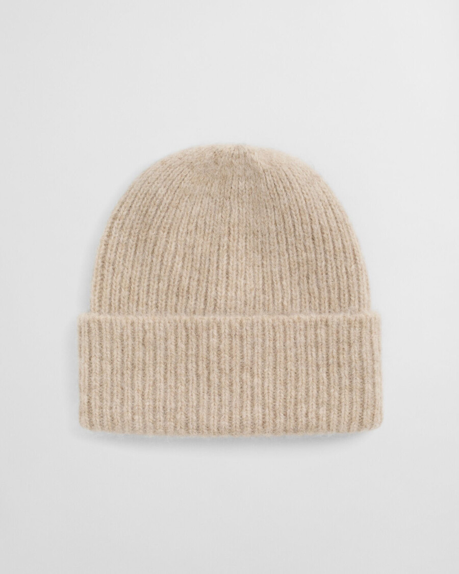 gorro canelado em mistura de lã de alpaca - mesclado de sementes