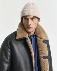 gorro canelado em mistura de lã de alpaca - mesclado de sementes