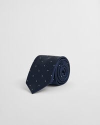 gravata de seda com bolinhas - azul marinho