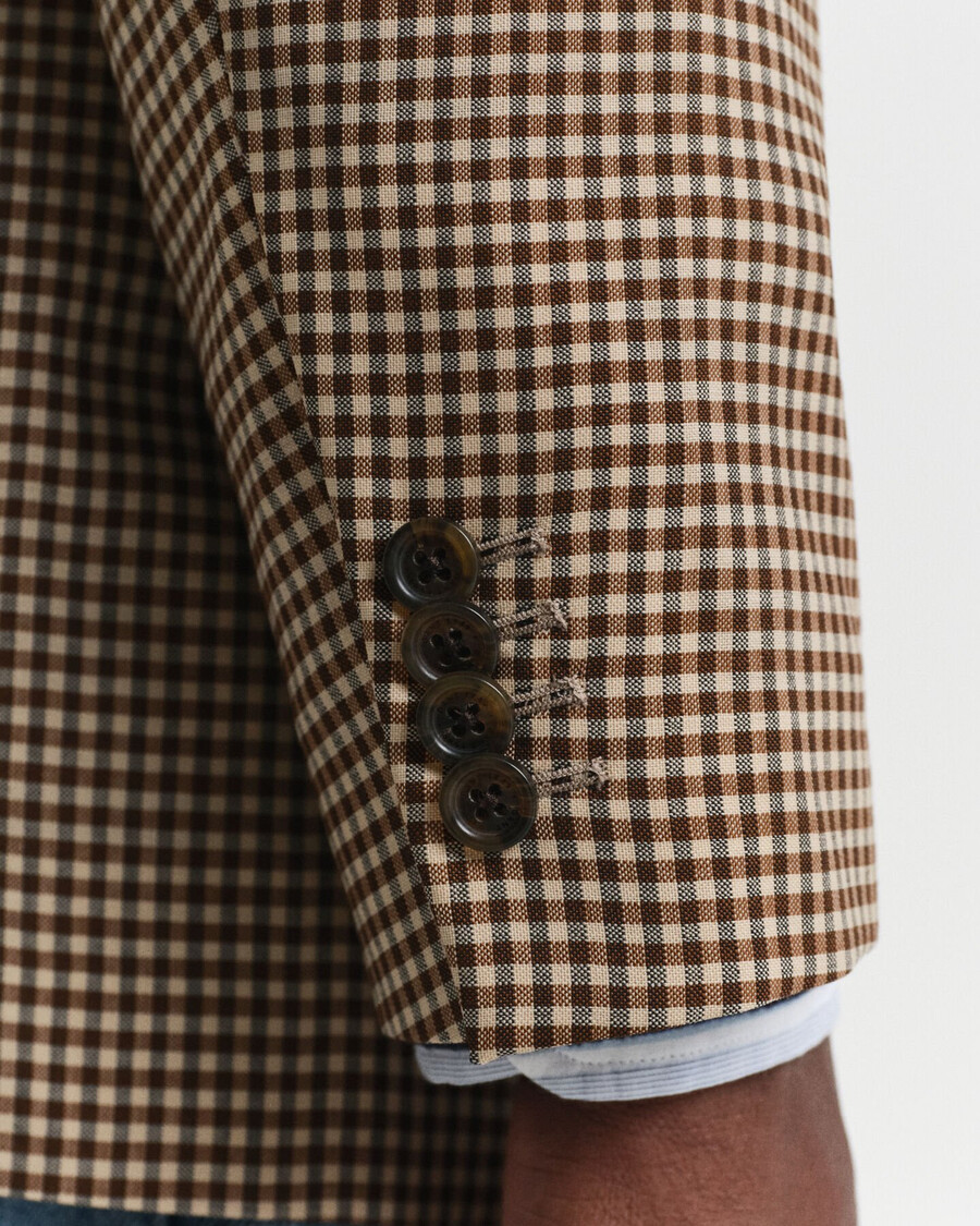 blazer xadrez vichy de corte relaxado - marrom chocolate