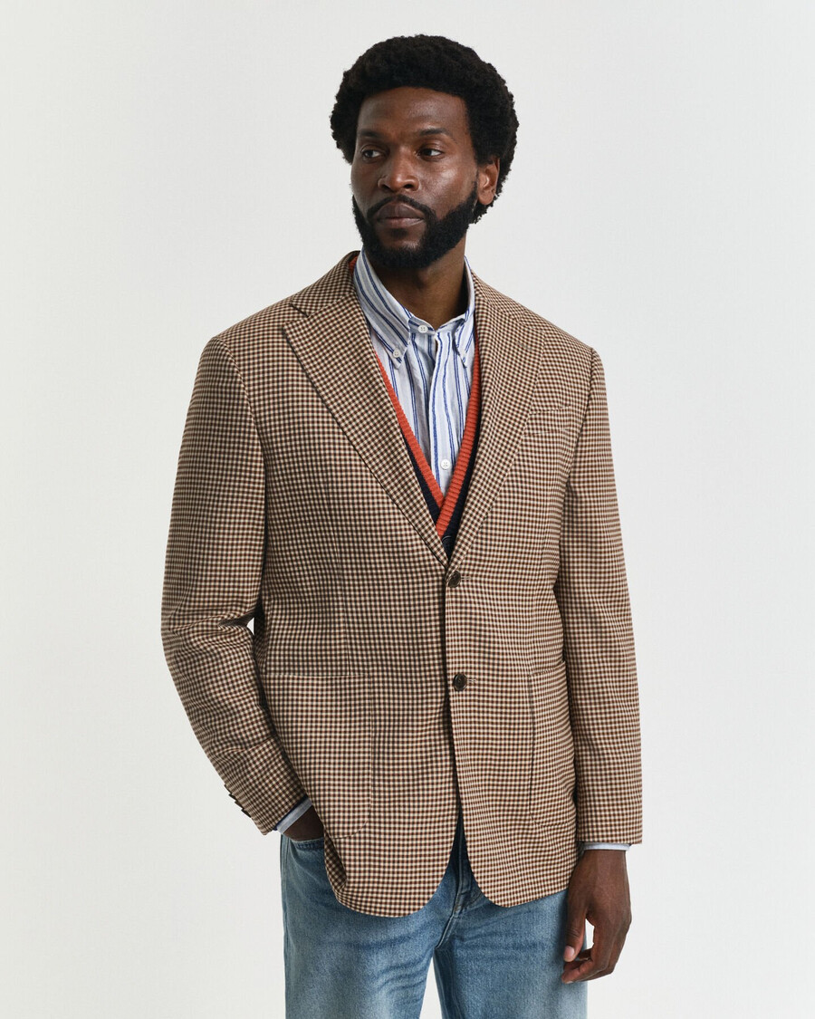 blazer xadrez vichy de corte relaxado - marrom chocolate