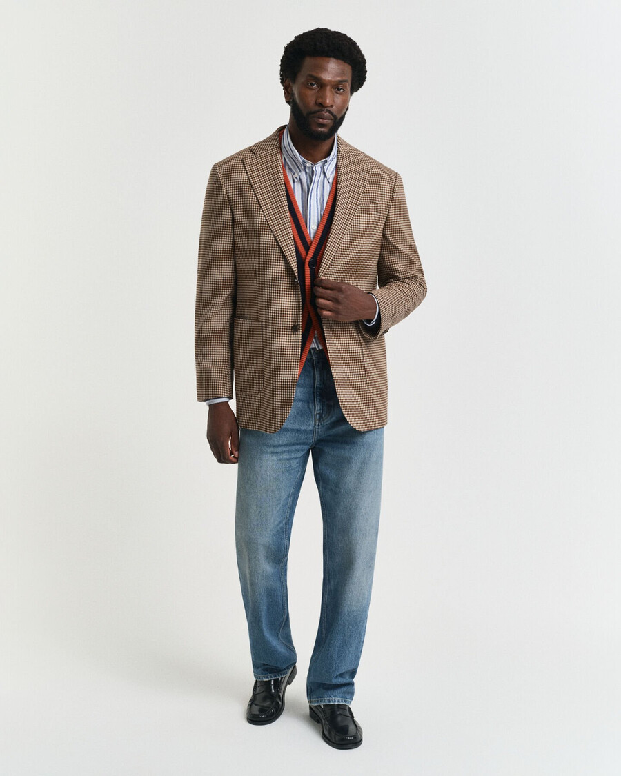 blazer xadrez vichy de corte relaxado - marrom chocolate