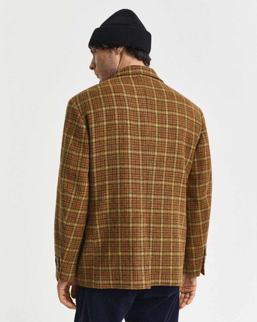 blazer de tweed xadrez com modelagem relaxada - cor manteiga de amendoim