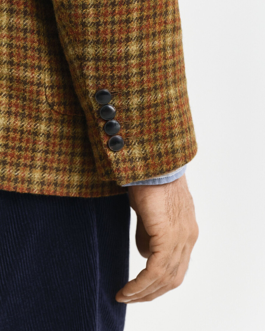 blazer de tweed xadrez com modelagem relaxada - cor manteiga de amendoim