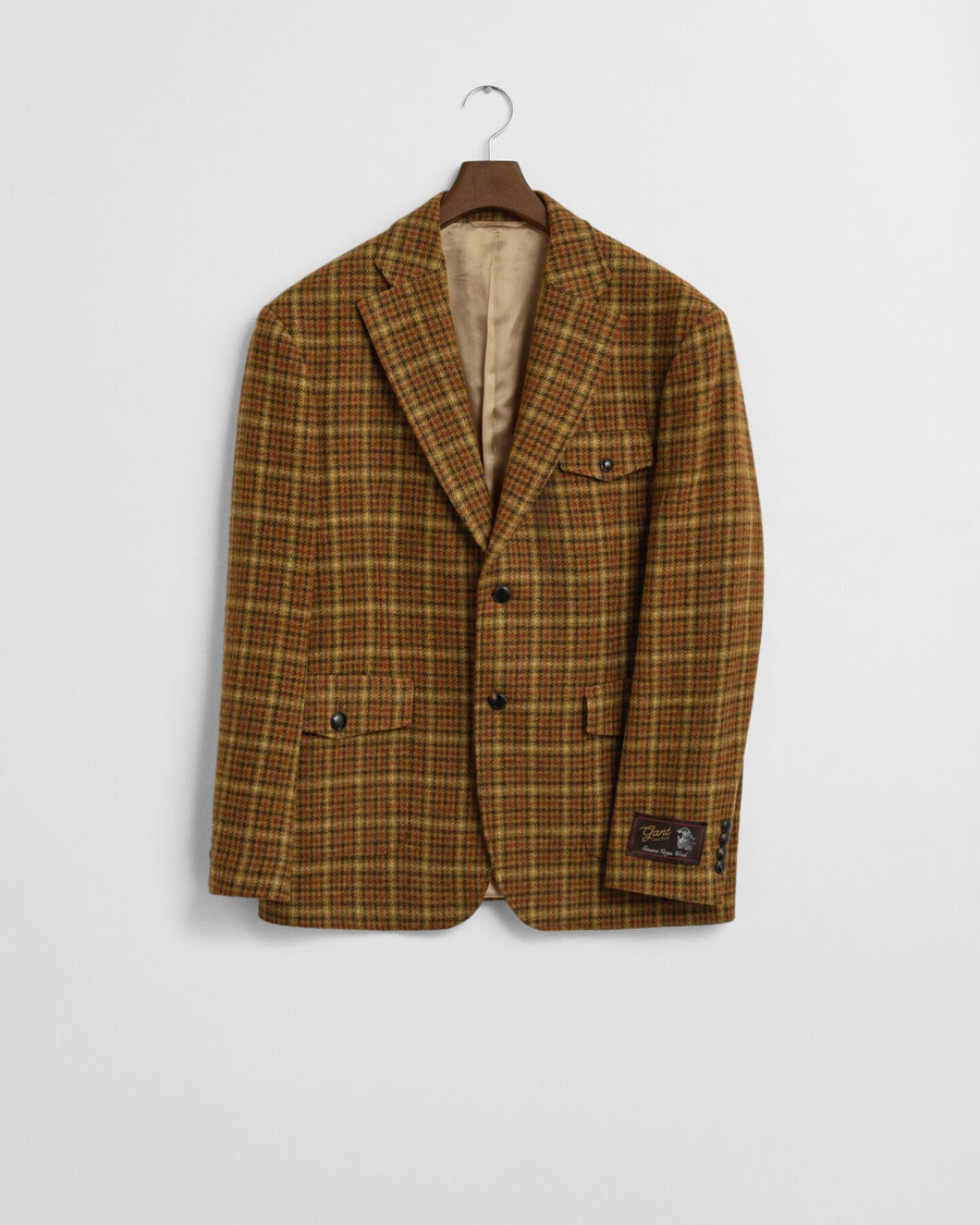 blazer de tweed xadrez com modelagem relaxada - cor manteiga de amendoim