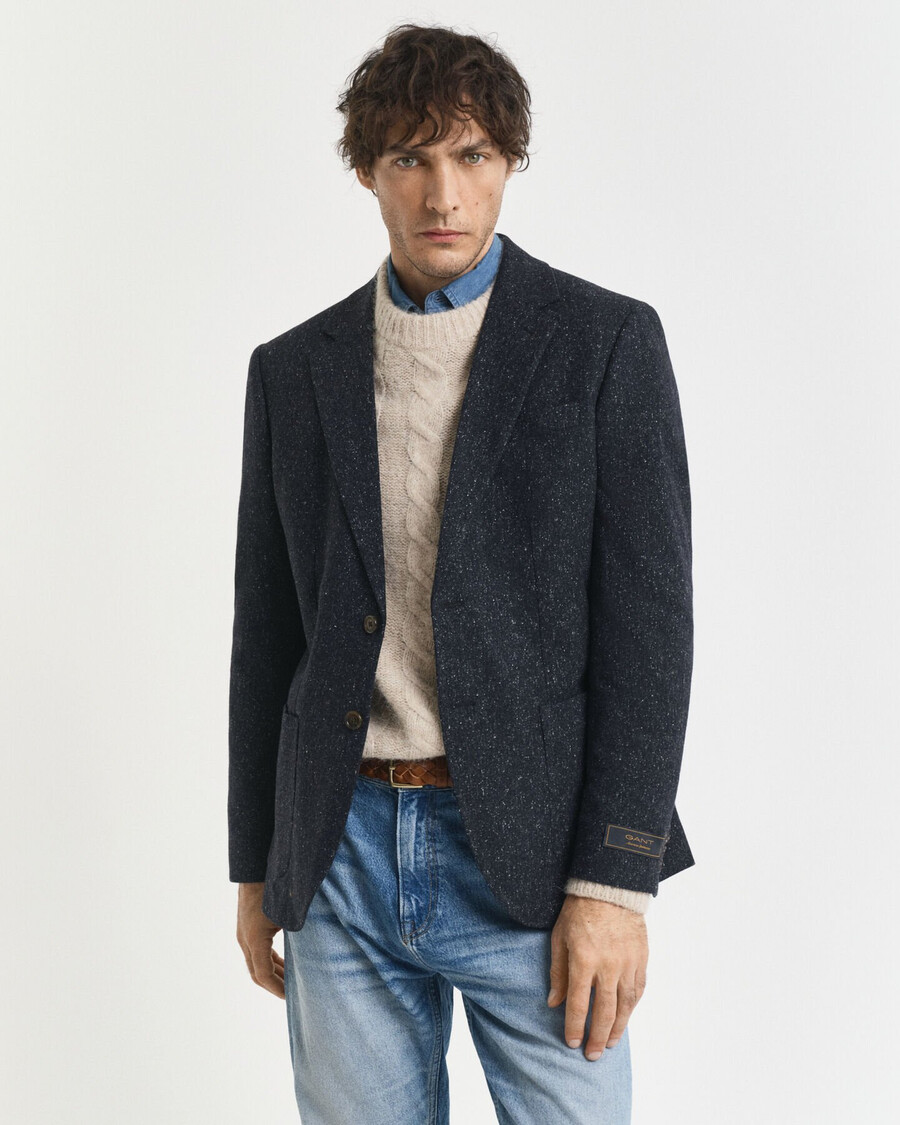 blazer slim fit donegal - azul noite