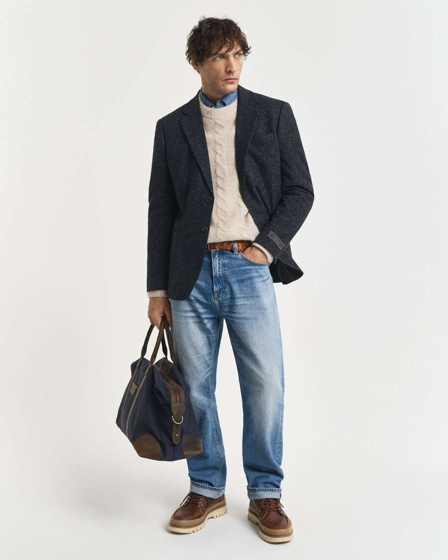 blazer slim fit donegal - azul noite