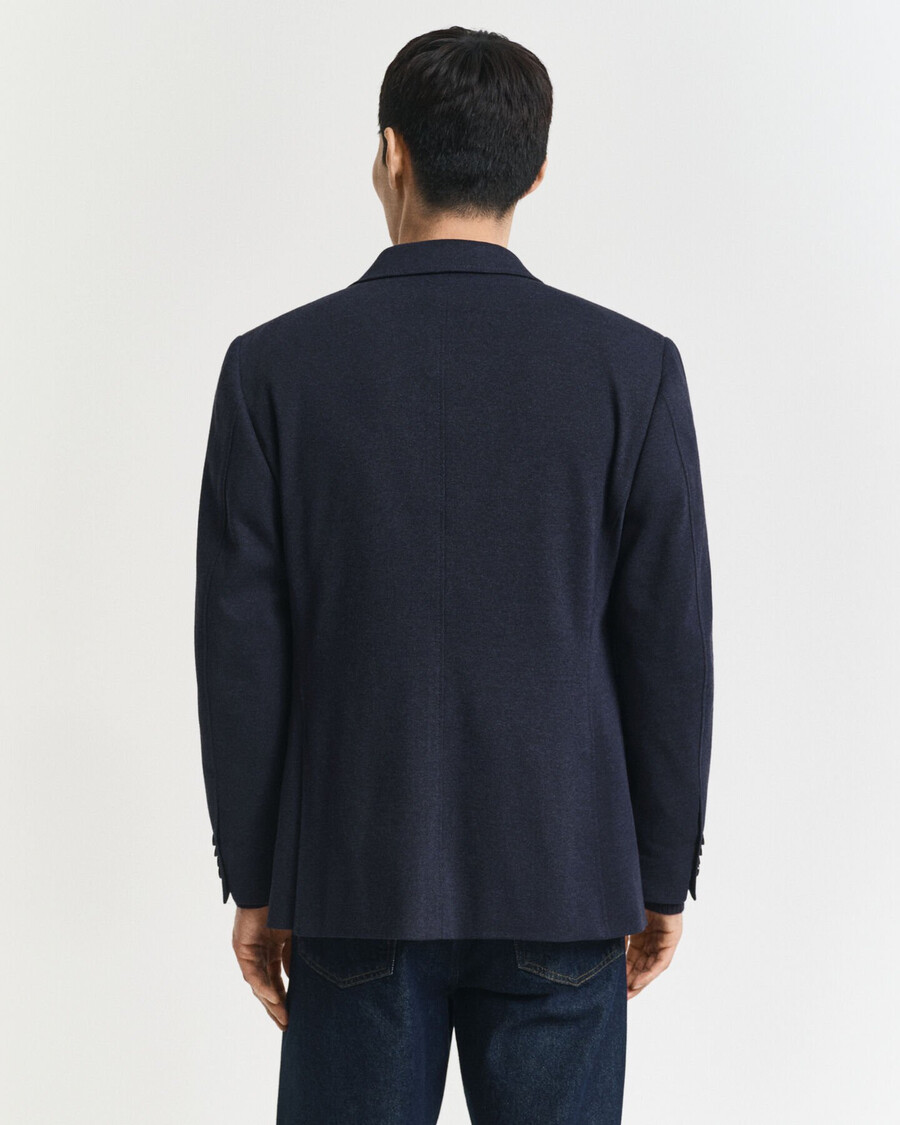 blazer slim fit twotoned jersey piqué - dark indigo melange