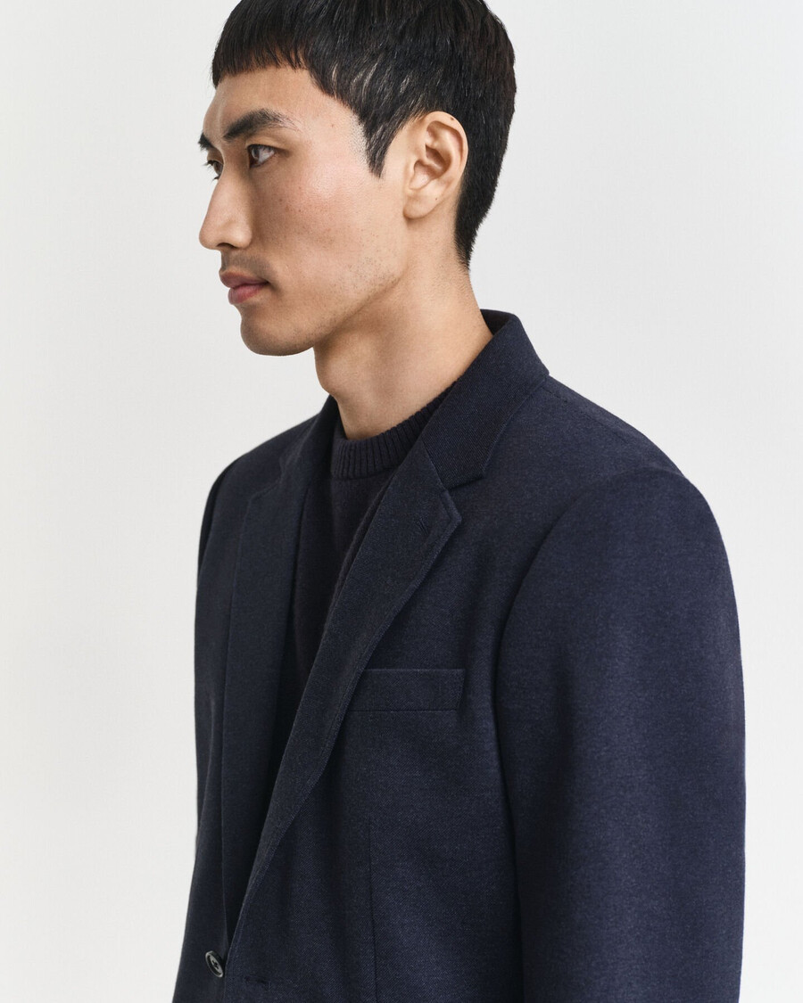 blazer slim fit twotoned jersey piqué - dark indigo melange