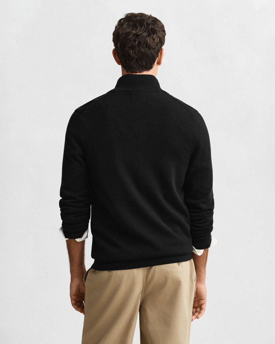 cardigã casual de algodão com zíper - preto