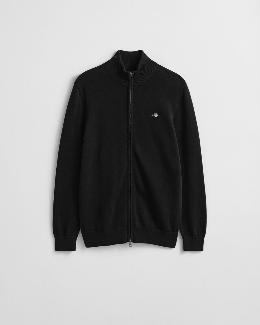 cardigã casual de algodão com zíper - preto