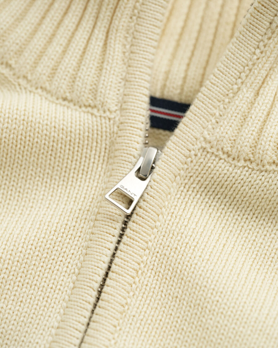 suéter casual de algodão com meio zíper - creme