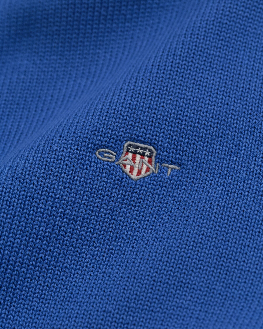 suéter casual de algodão com meio zíper - azul intenso