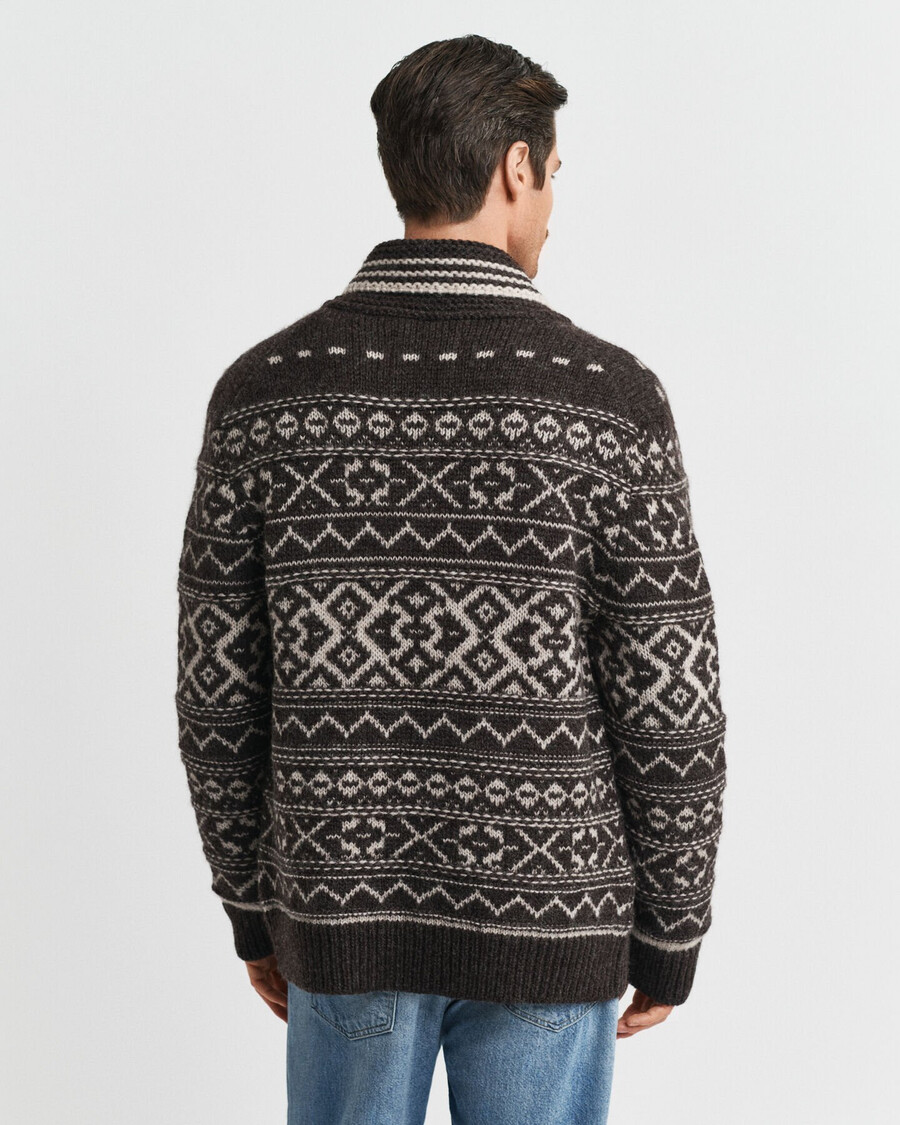 cardigã jacquard - marrom mesclado
