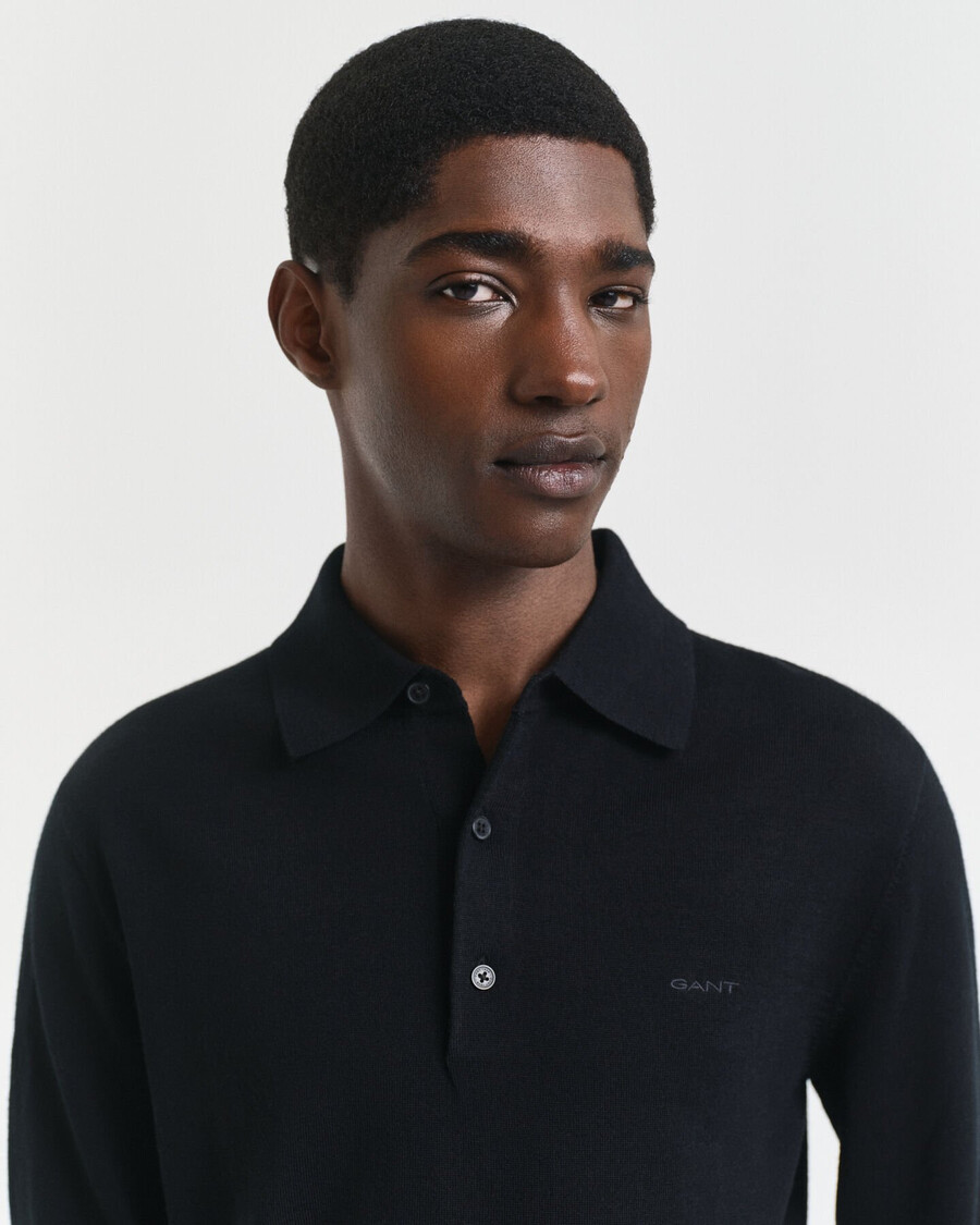 polo de lã merino extrafina - preto