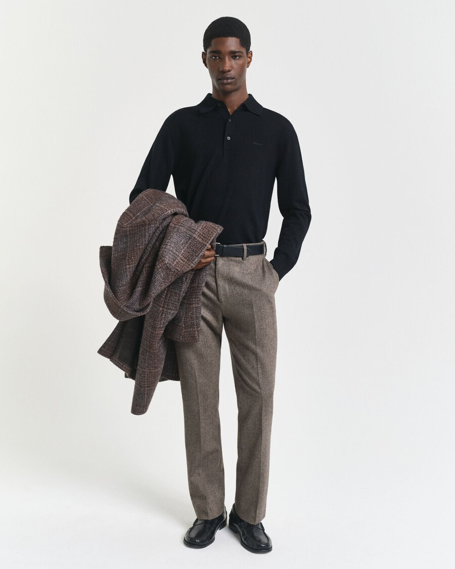 polo de lã merino extrafina - preto