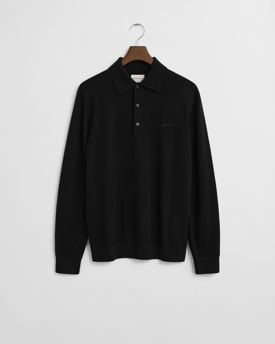 polo de lã merino extrafina - preto