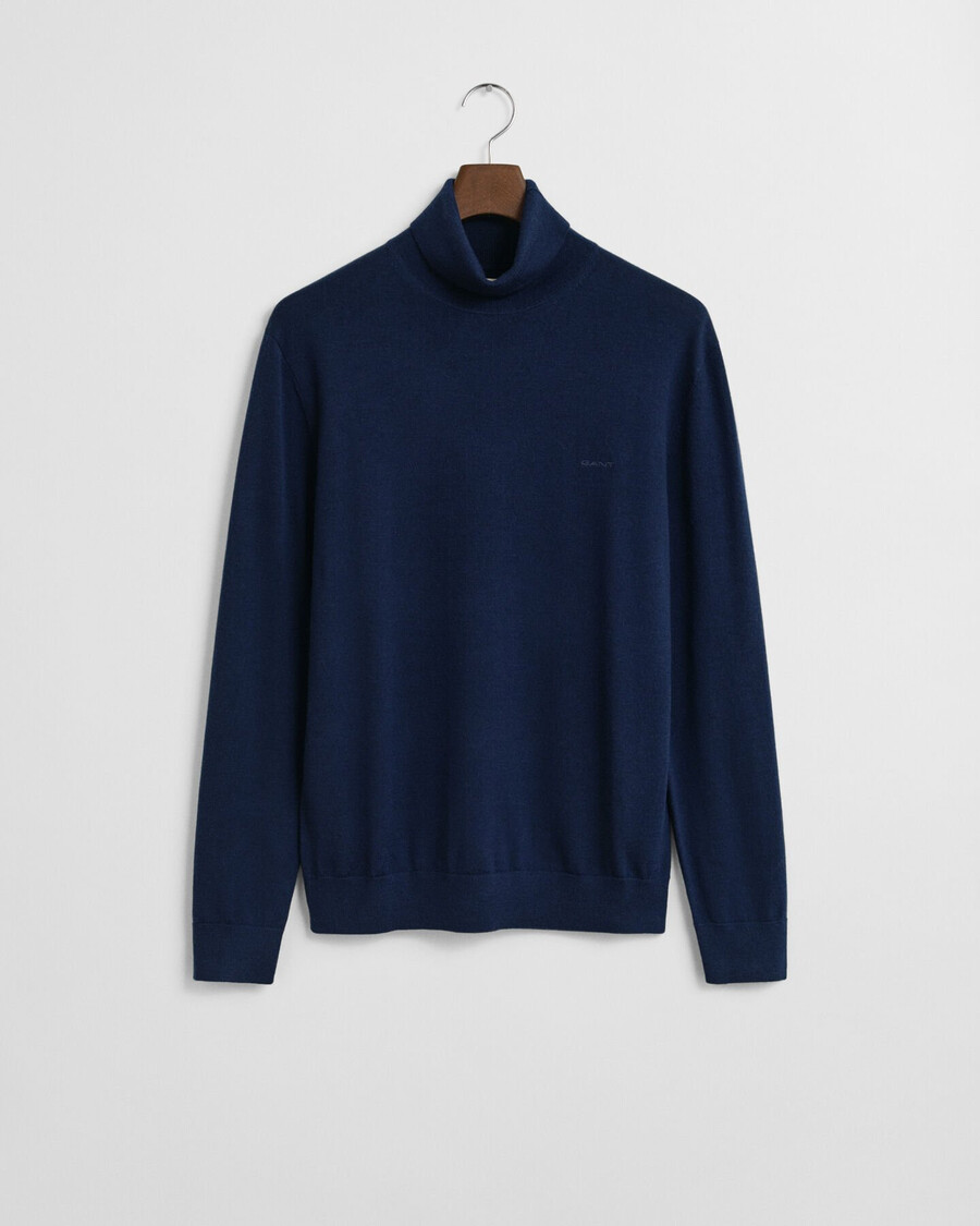 suéter de gola alta em lã merino extrafina - azul-marinho