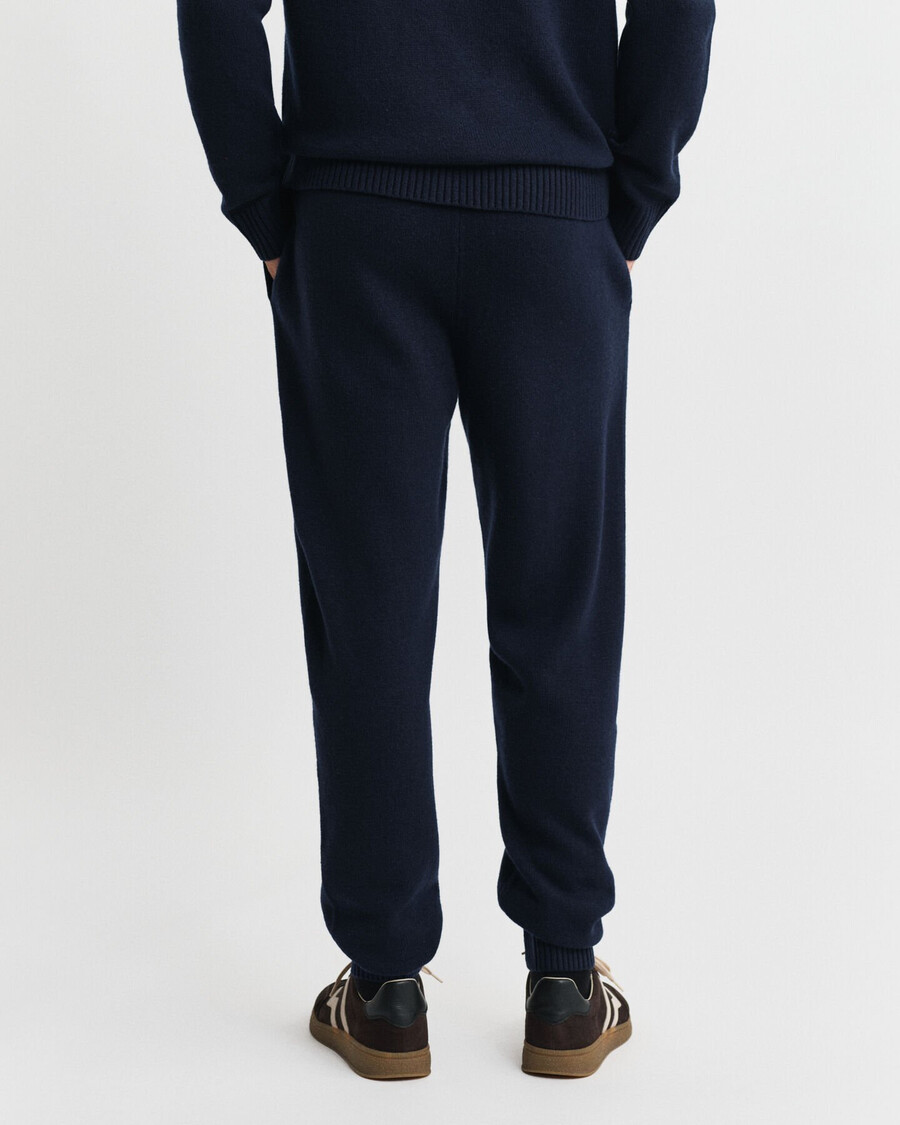 calças de malha em mistura de cashmere - azul noite