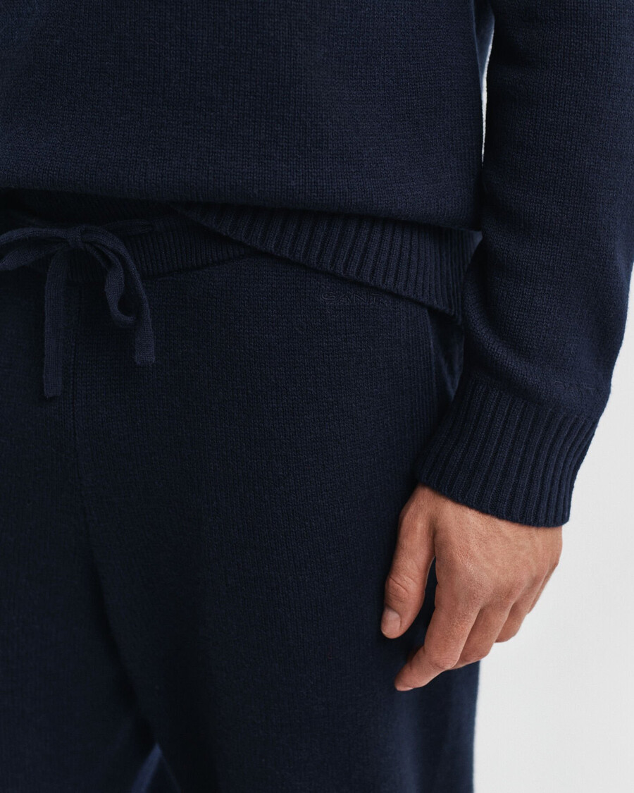 calças de malha em mistura de cashmere - azul noite