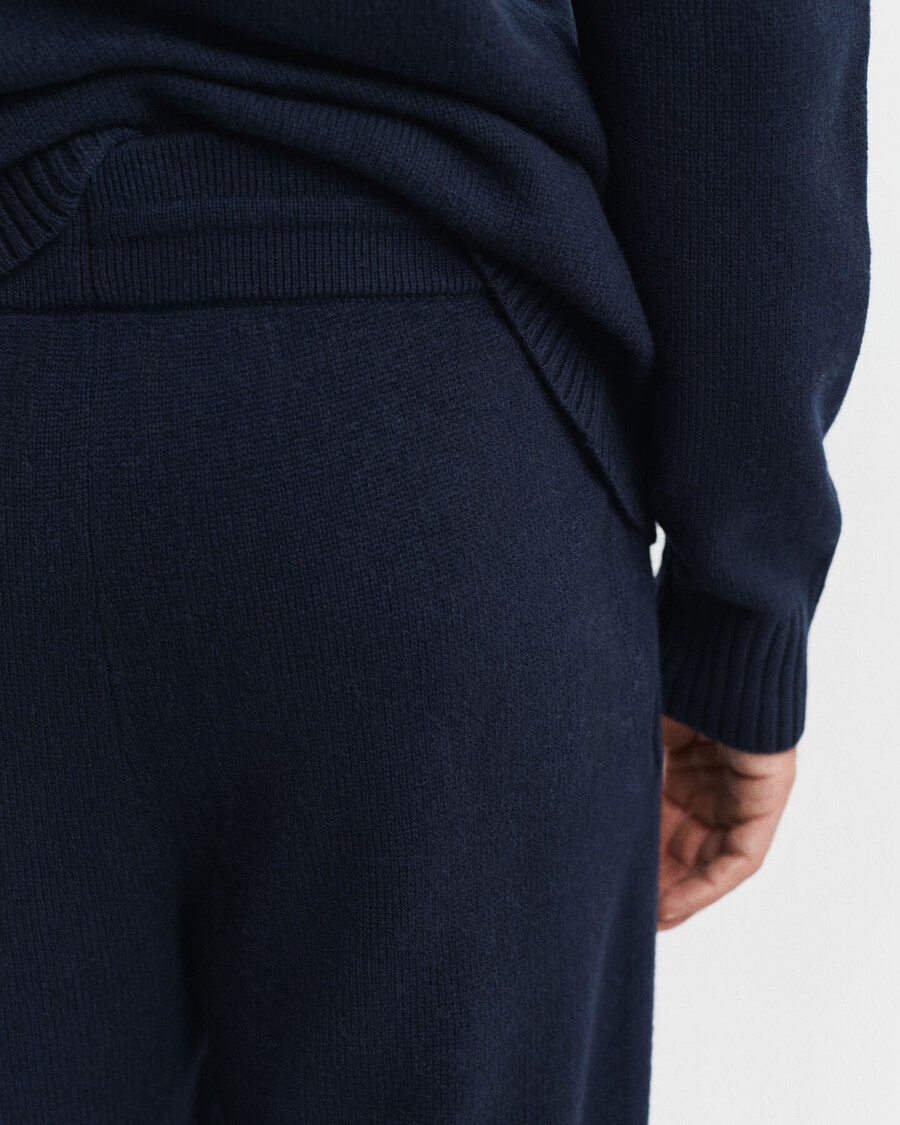 calças de malha em mistura de cashmere - azul noite