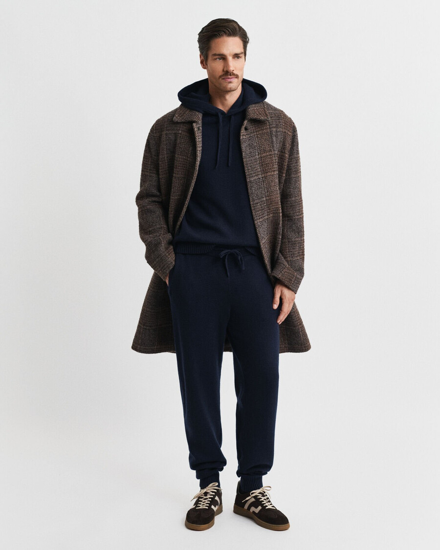 calças de malha em mistura de cashmere - azul noite