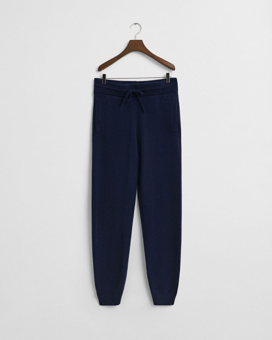 calças de malha em mistura de cashmere - azul noite