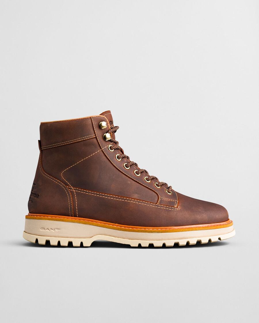 botas clafton de couro com cadarço - marrom whisky