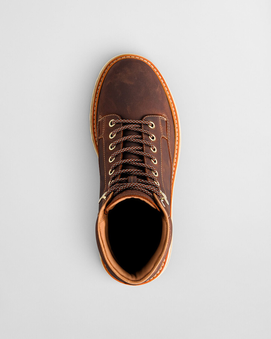 botas clafton de couro com cadarço - marrom whisky