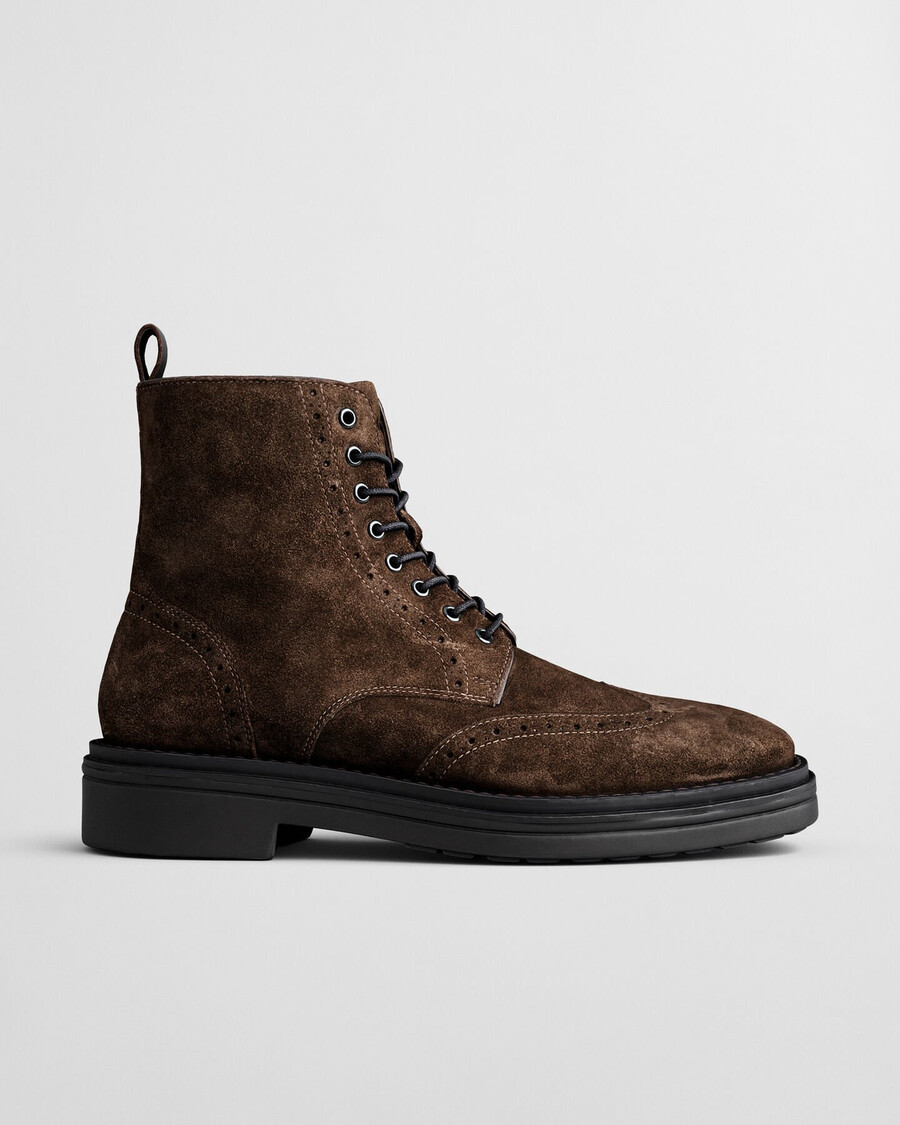 botas boggar de camurça estilo brogue com cadarço - marrom escuro