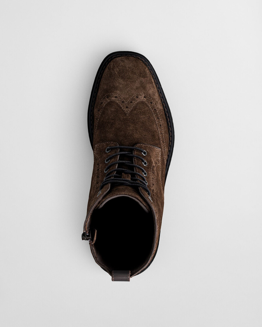botas boggar de camurça estilo brogue com cadarço - marrom escuro