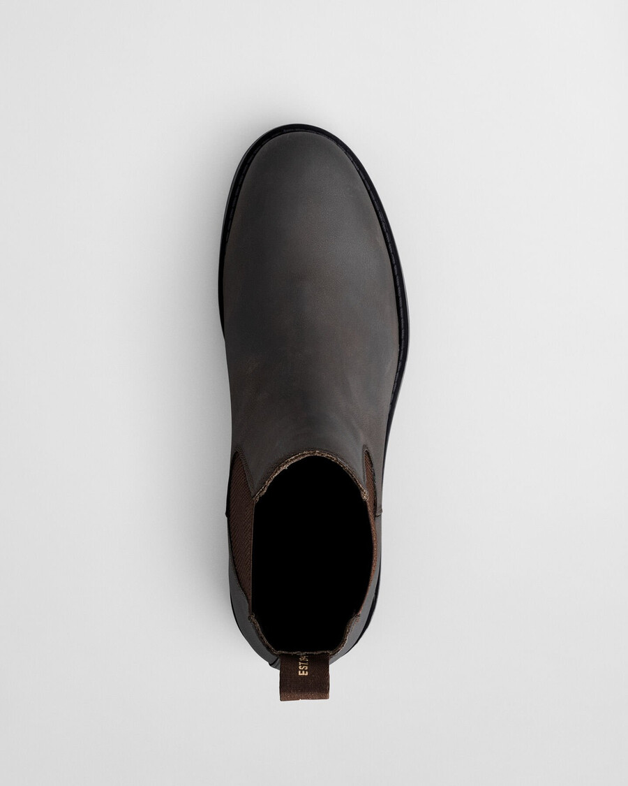 botas chelsea de couro prepdale - marrom escuro