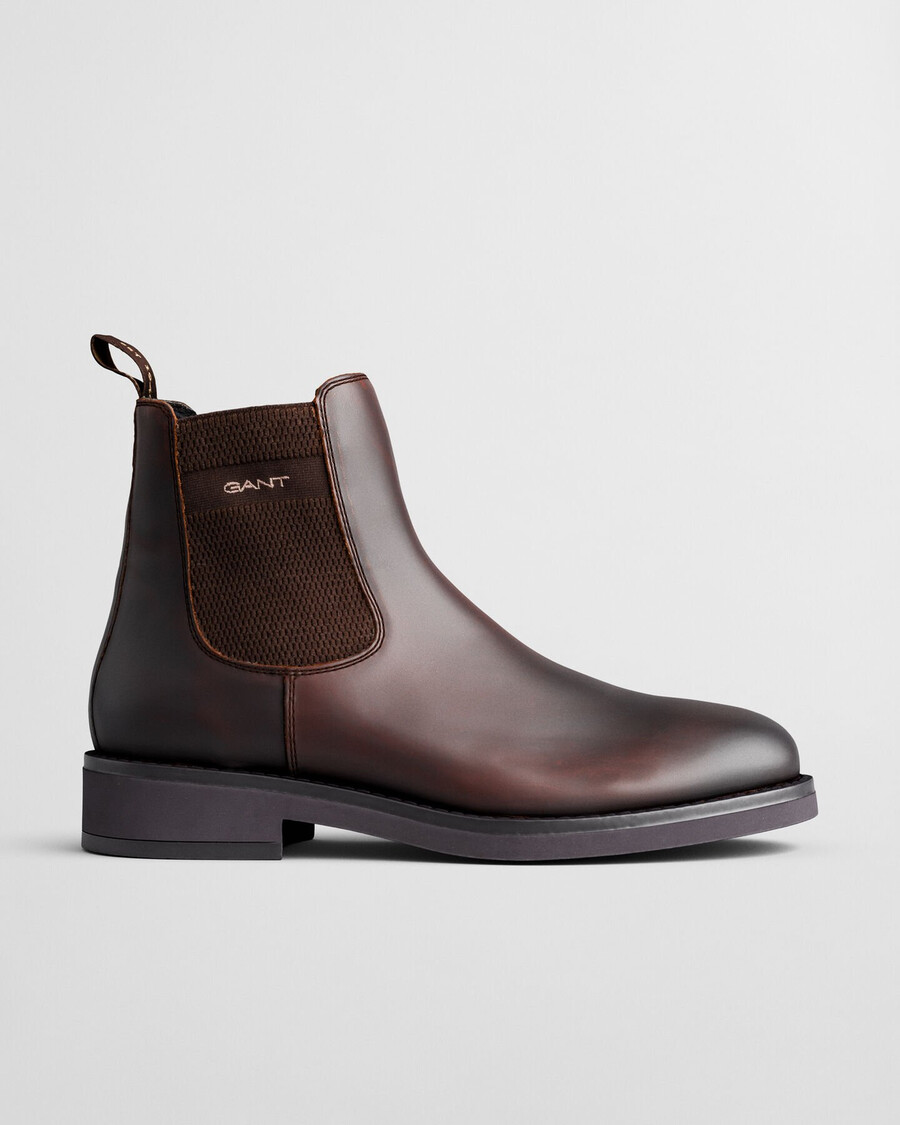 botas chelsea de couro prepdale - marrom escuro