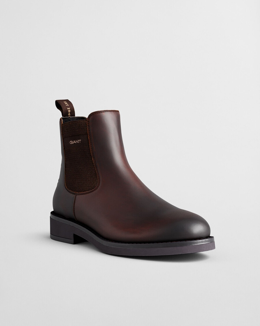 botas chelsea de couro prepdale - marrom escuro