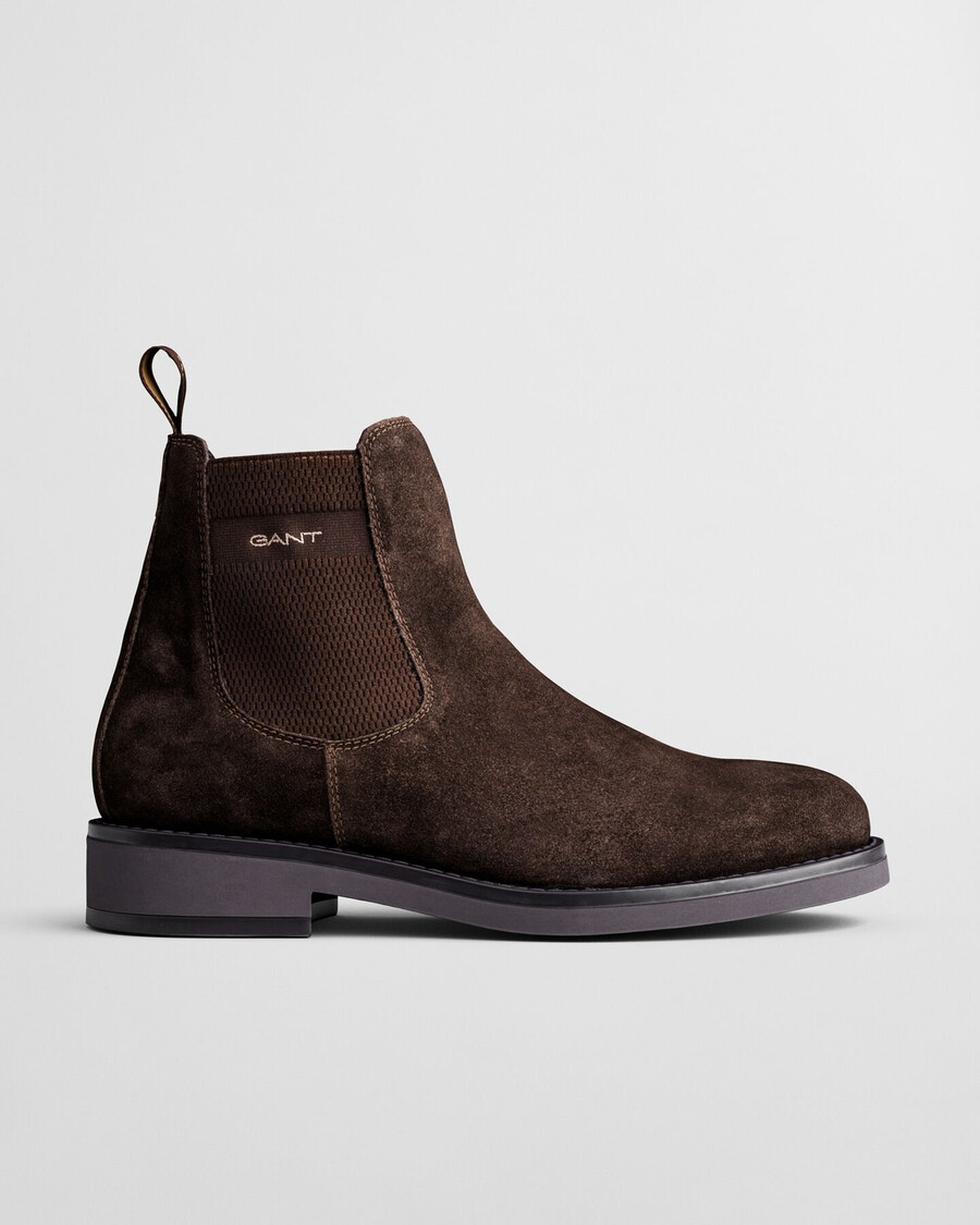 botas chelsea de camurça prepdale - marrom escuro