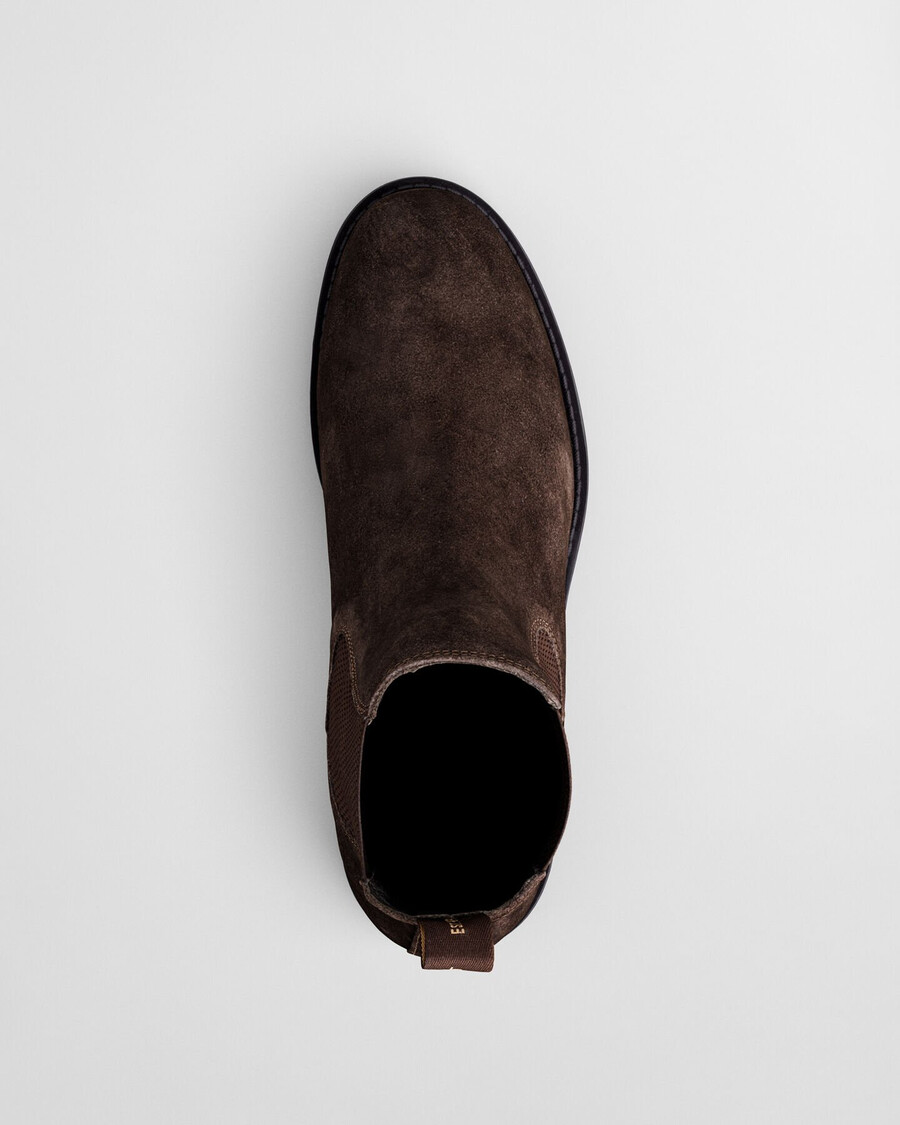botas chelsea de camurça prepdale - marrom escuro