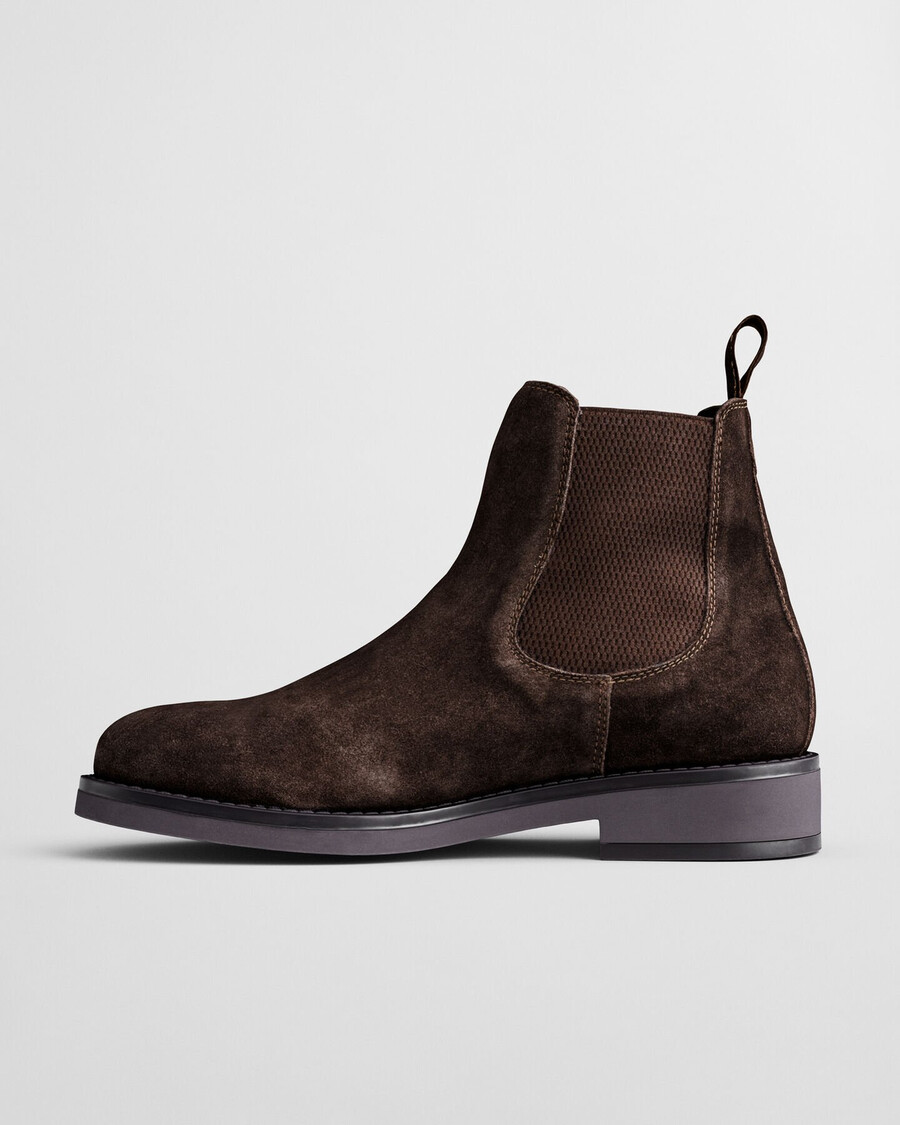 botas chelsea de camurça prepdale - marrom escuro